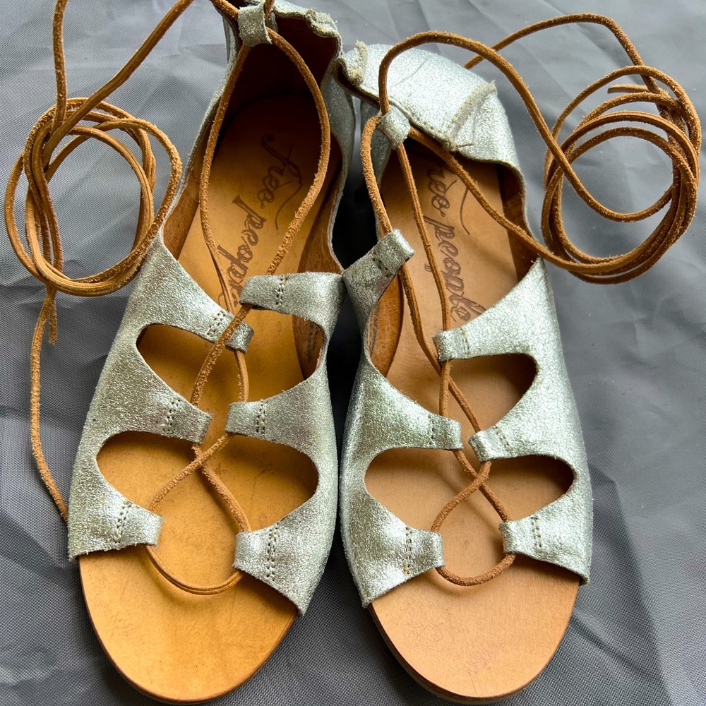 Free People Leather Lace Sandals
